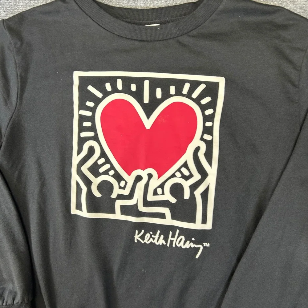 Keith Haring Graphic‎ Sweatshirt Black Heart Radiant People Crewneck Medium